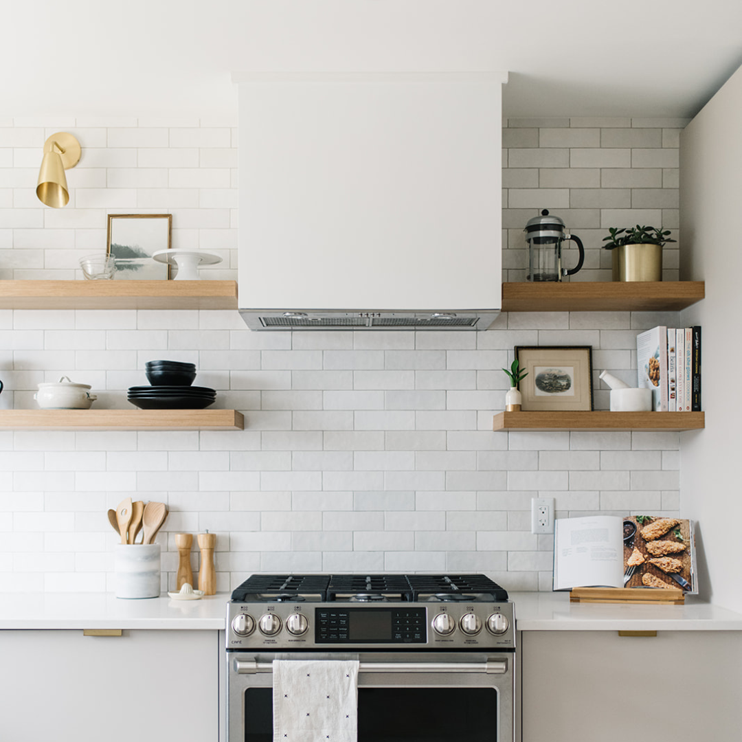 Kitch floating shelves customer kitchen