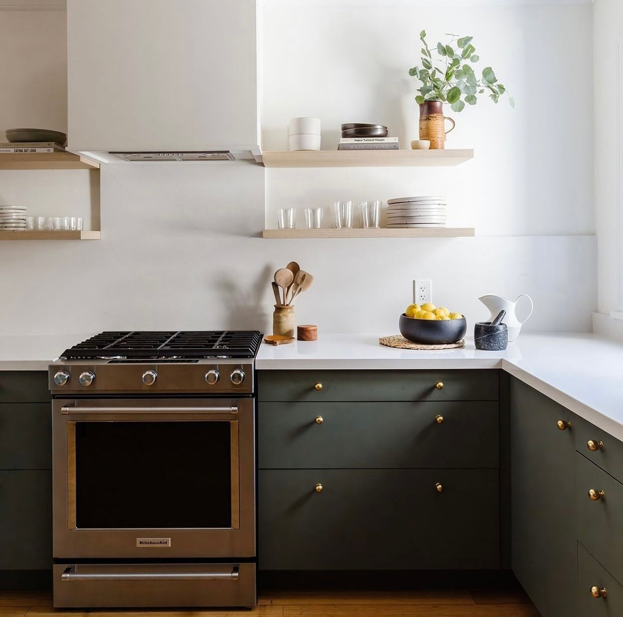 Modern Kitchen with Euro Slab door fronts in Sage