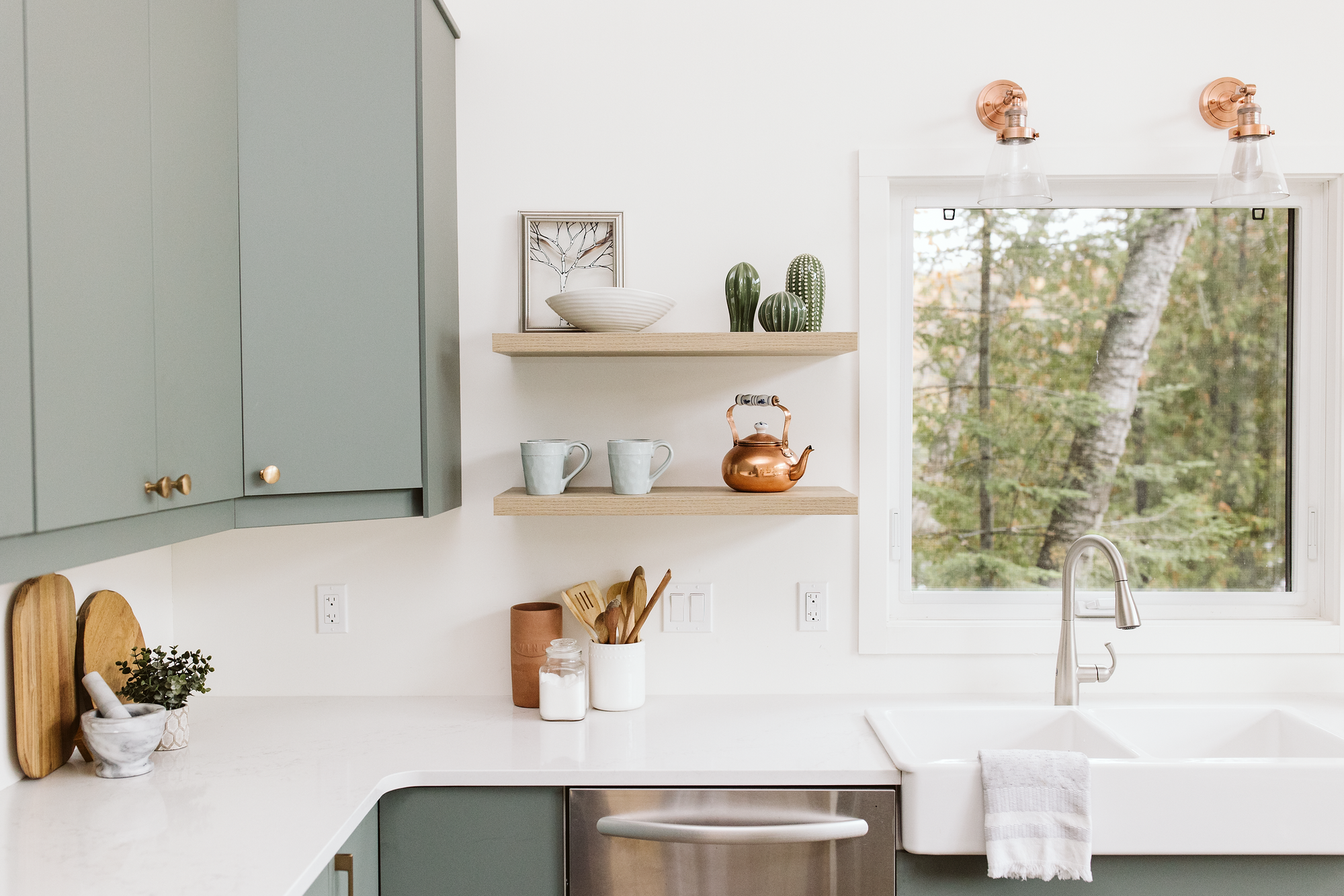 autumn floating shelves